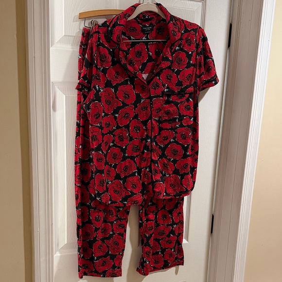 kate spade Pants - Kate Spade Red and Black Floral Top and Pant Pajamas/Casual wear.